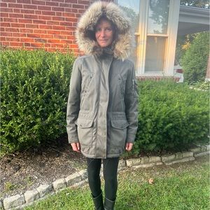 S13 NYC Faux fur lined heavy warm coat